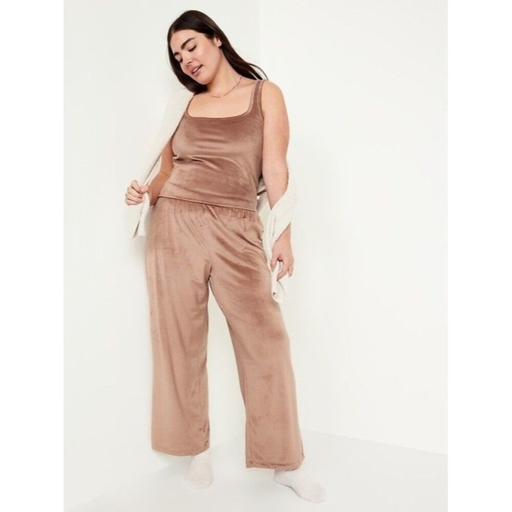 O.N.L.Y. Wide-Leg Velour Plush Pajama Pants Women's Plus 3X Elastic-Waist Casual